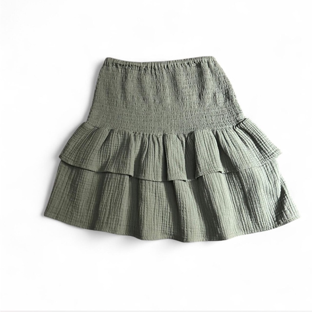 Cotton On Olive Green Tiered Skirt with Smocked Waist.